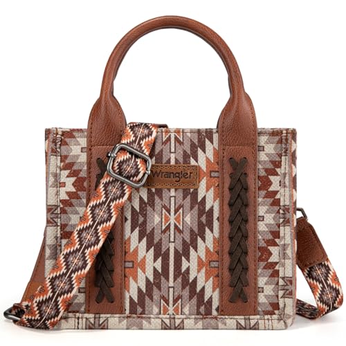 Image of Montana West x Wrangler Mini Tote Bag for Women Western Crossbody Purse Aztec Top Handle Handbags