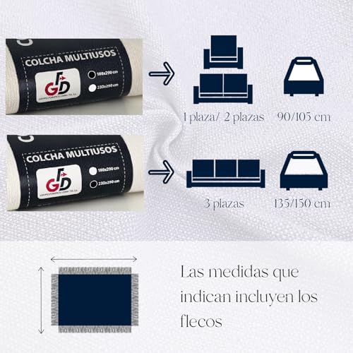 GFD – Colcha Multiusos para Sofas Lisa Oporto, Cubre Cama, Jarapas, Manta, Plaid (230 x 290, Camel) - imagen 4