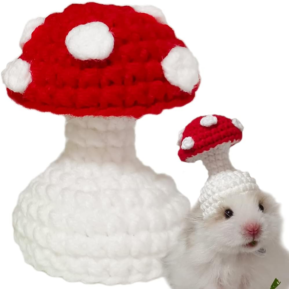 Oncpcare ハムスターの帽子 きのこの帽子 可愛い クリスマス帽子 ハロウィンの帽子 面白い帽子 手織り帽子 ハムスター 爬虫類 小動物用 調整可能 コスプレ 誕生日 クリスマス ハロウィン 変身装飾 ぼうし 手作りの小動物の帽子 セール品