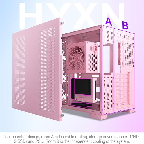 HYXN H1 HYXN ATX PC Case - Pre-Installed with 7 PWM ARGB Fans