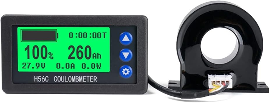 Battery Monitor Hall Coulomb Meter DC 8-100V 100A Lifepo4 Lead-Acid Li-Ion Lithium Capacity Power Display, Black