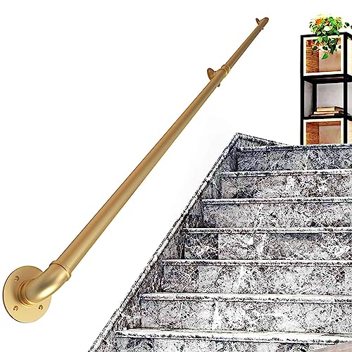 Main courante de tuyau doré industrielle pour escalier intérieur et extérieur avec kit complet
