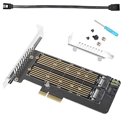GELRHONR Tarjeta Adaptadora M.2 NVMe SSD a PCIe - Expansión PCIe 3.0 x4 x8 x16 para NVME (M-Key) + SATA (B-Key) - Compatible con Tamaños 2230 2242 2260 2280 22110 - Negro