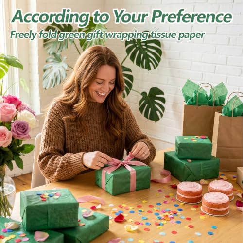 Image of Bobobag 100 Sheets Green Tissue Paper 20 inchX14 inch Tissue Paper for Gift Bags, Gift Wrapping Tissue, Christmas Tissue Paper Anniversary Holiday Decoration Arts Craft