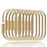 CMVFYL 10 Pcs Gold Brass Key Rings,Small Locking Carabiner Clip Keychain,Screw Lock...