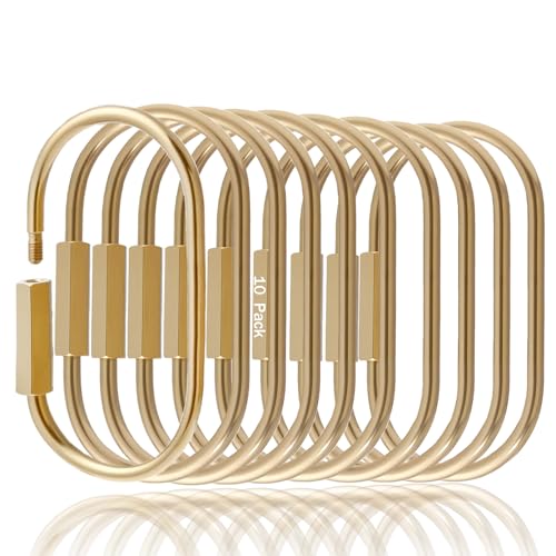 Gold Screw-Lock Oval Key Rings for Bags & Keychains (10 Pack)