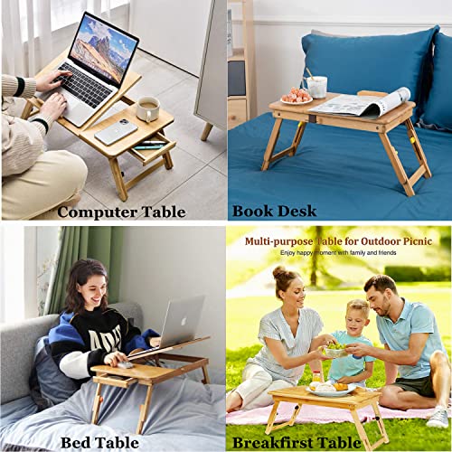 Tavolino Letto PC Bambù, con 5 Livelli