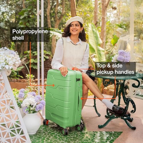 Image of Nasher Miles Paris Hard-Sided Polypropylene Check-In Luggage Avacado Green 28 Inch|75 Cm 8 Wheels Spinner Large Trolley Bag for Travel Suitcase