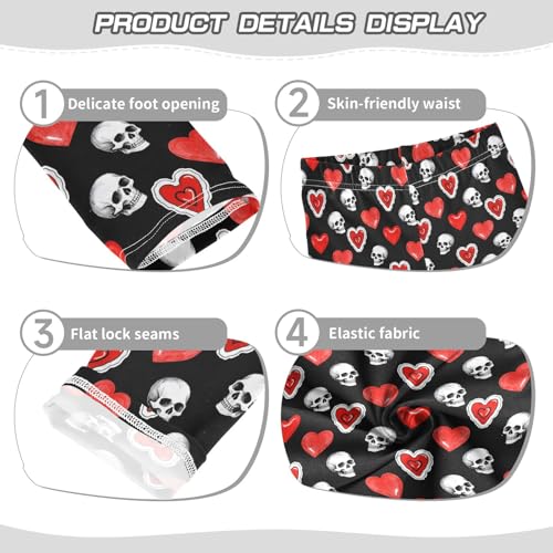 Red Hearts Skull Girls Leggings Soft Comfortable Athletic Leggings Dancing Pants for 4-10 Years3