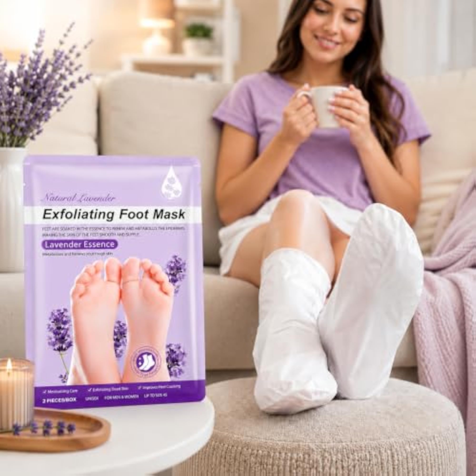 Natural Lavender Exfoliating Foot Peel Mask for Moisturizing