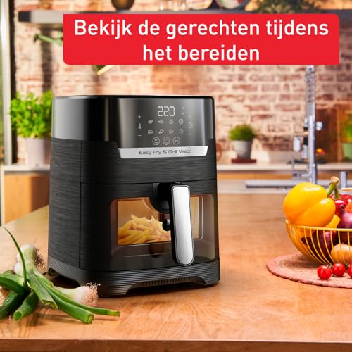 Tefal EY5068 Easy Fry & Grill Vision heteluchtfriteuse met kijkvenster zwart, gezond koken, touchscreen, 8 automatische programma's, snel, kijkvenster, heteluchtfriteuse, digitaal receptenboek - Afbeelding 6