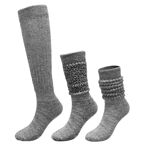 Image of BONANGEL Slouch Socks for Woman, 3 Pairs Long Scrunchy Scrunch Slouchy Tube Boot Socks for Women Girls Size 5-11