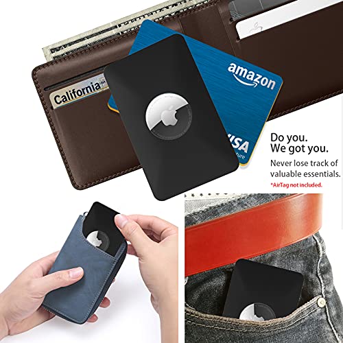 2PCS AirTag Case - Flex Credit Card Size Wallet Holder for AirTag, Purse, Handbag, Backpack, Clutch, Wristlet (Black)2