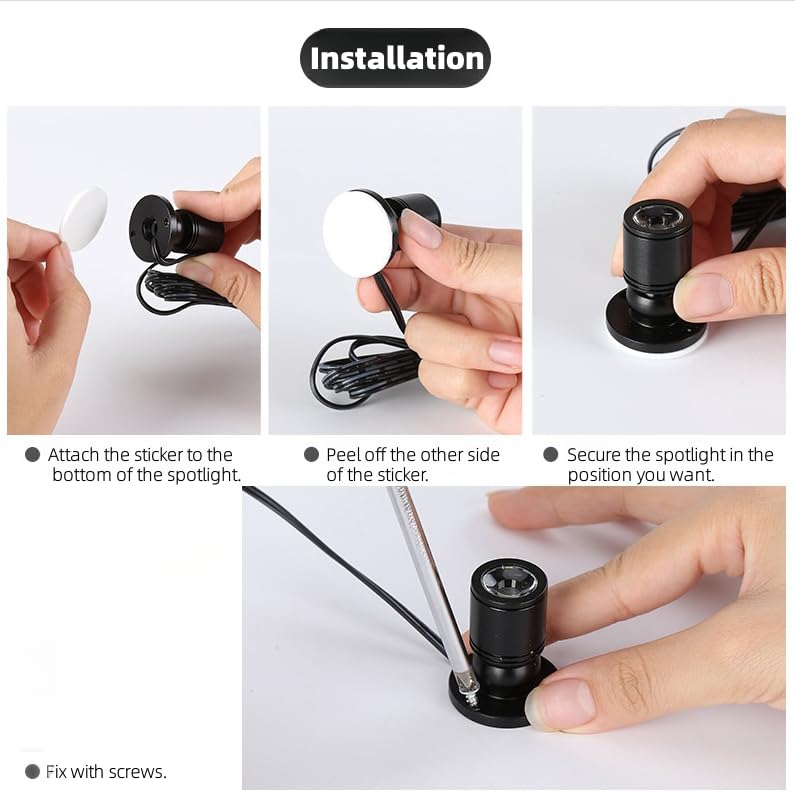 Mini Spot LED Encastrable 1W - 110-220V, Lumière Chaude - Rotatif 360°, Câble USB - Pour Vitrine, Armoire, Couloir