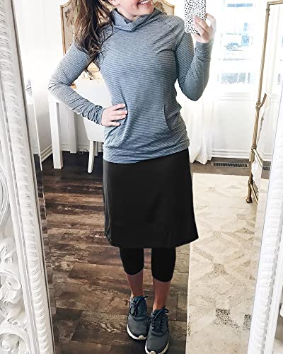 Womens Tennis Skirt With Built In Capri Leggings 20" Knee Length Skorts Skirts Drawstring Golf Skirts Skirted Leggings Black #TOP3