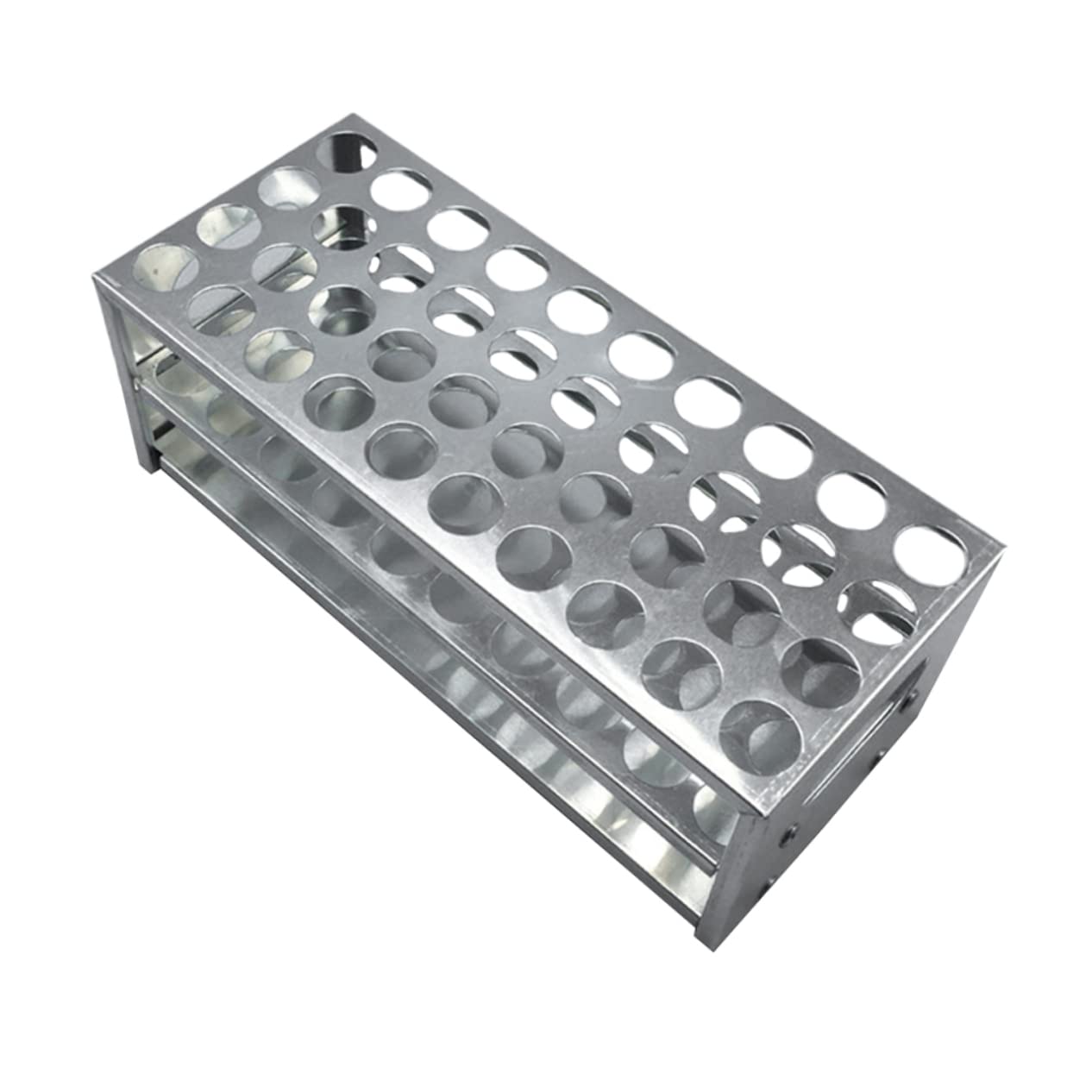 Support Surface Polie Lisse en Aluminium Argenté pour Tubes à Essai Cadre Rigide 40 Trous pour Laboratoires et Entreprises Industrielles