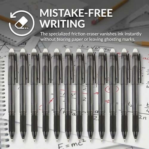 Bolígrafos VILMA 12 unidades tinta negra borrable 0.7mm miniatura 4