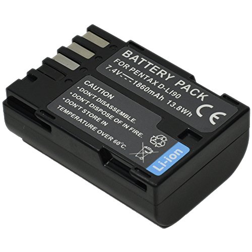 Batería Pentax D-Li90 recargable compatible con cámaras K-3 II K-5 K-7 3