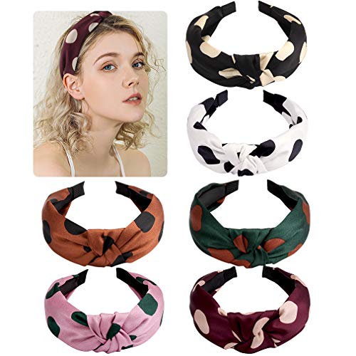 Jaciya 6 Pieces Knotted Headbands for Women Turban Headbands for Women Wide Headbands for Women Knot Headband 6 Colors