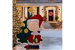 42-Inch Peanuts Hammered Metal Charlie Brown with Christmas Tree