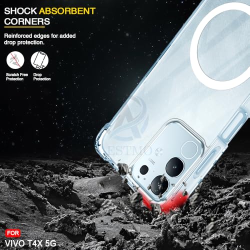 Image of AESTMO Clear Back Cover for Vivo T4X 5G / Z10X 5G / Y31 Pro 5G | 360 Protection | Transparent Back Cover (PC + TPU, Compatible with MagSafe Accessories, Transparent Bumper)