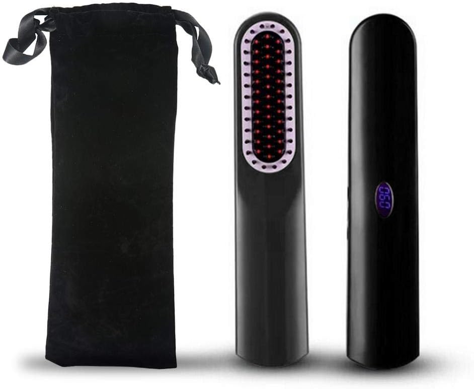 Portable Cordless Beard Straightener Brush with Auto Shut Off and LED Display Function
