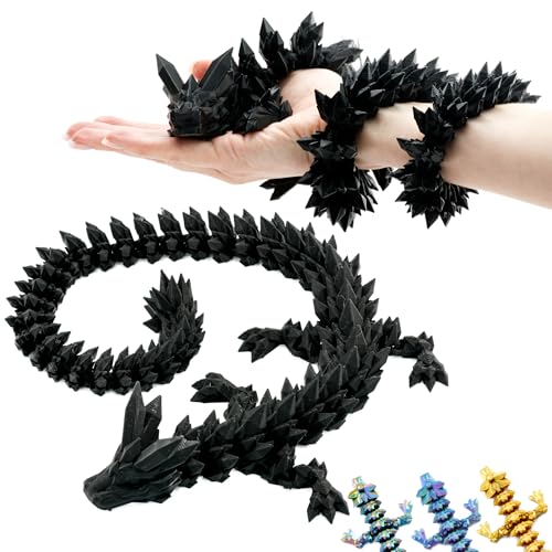 3D Dragon – 60 cm Decorative Fantasy Sculpture in Black, Large Collectible Figurine with Movable Element for Fans & Collectors (14+)