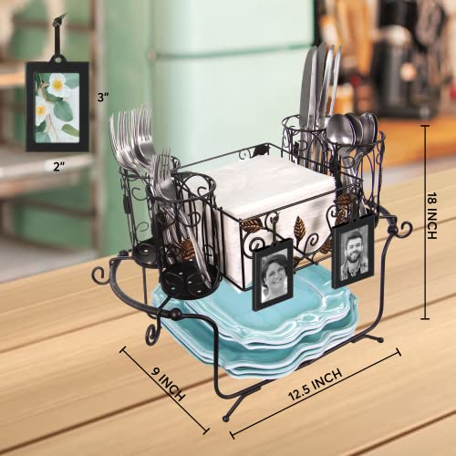 Maypes Utensil Caddy - Silverware Caddy Or Napkin, Cutlery And Plate Holder - The Ideal 2-Piece Portable Outdoor Kitchen Accessories Buffet Organizer For Picnics, Camping, Barbecue, Parties And Events #TOP3