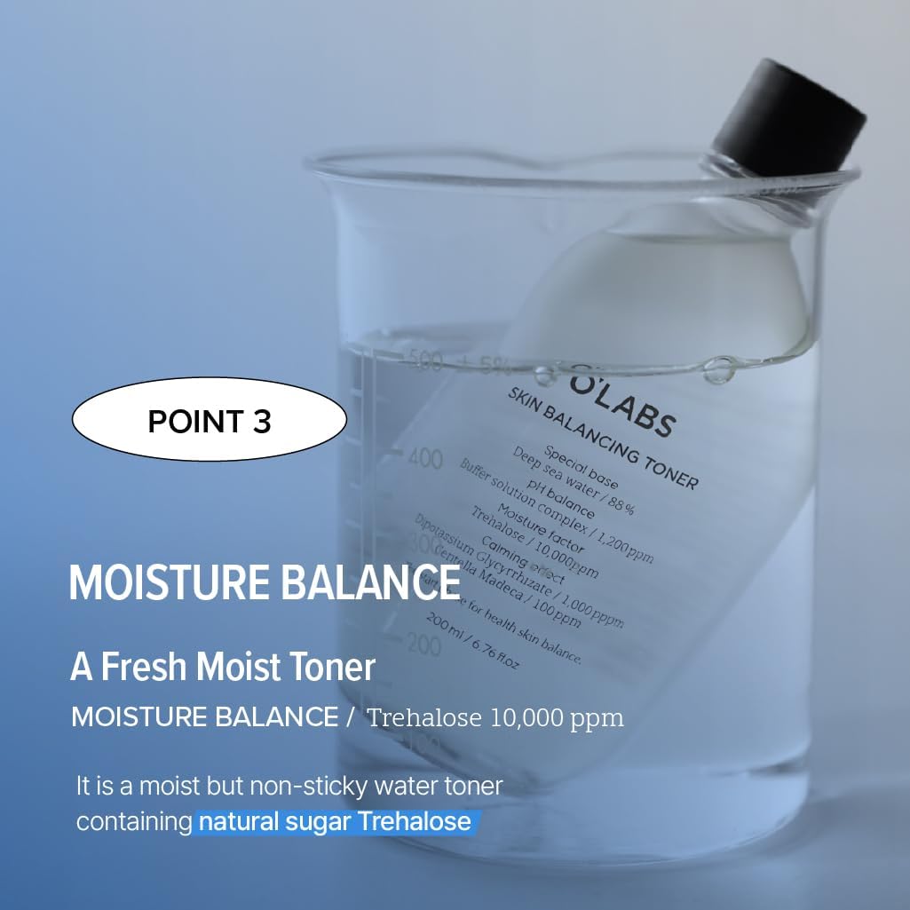 O'LABS Skin Balancing Toner 200ml / 6.76 fl.oz Hydrating & Soothing Facial Toner Korean Deep Sea Water 88%