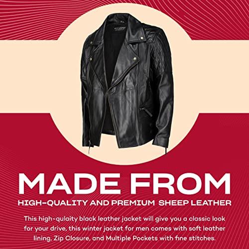 Mafia Leather Black Men's Fall Casual Full Ykk Zip Bomber Jacket, 100% Real Leather Stylish Lambskin Jacket & Water Resistant #TOP2