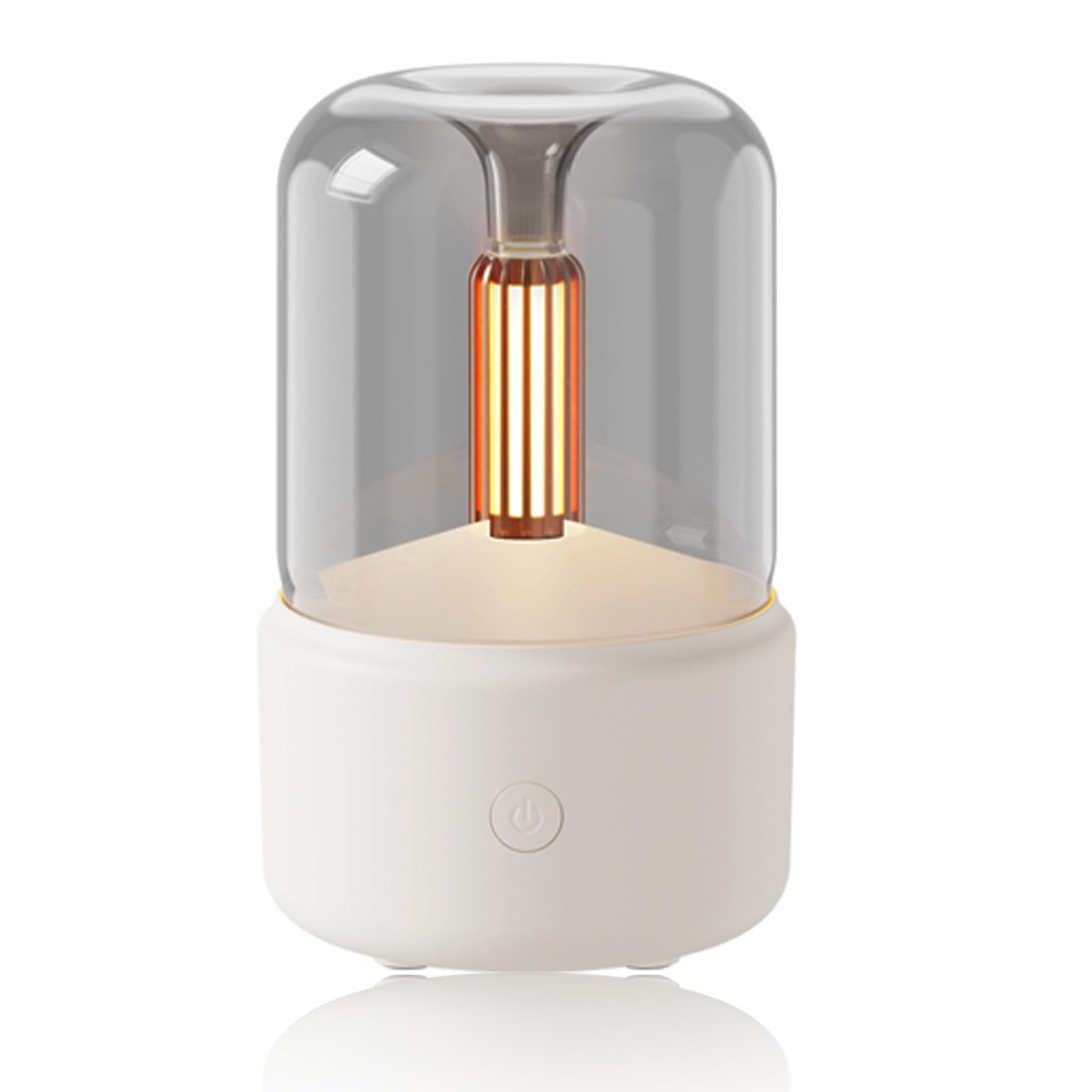 Sadodo Aromatherapy Flame Diffuser,With Candle light inside,Essential Oil Diffuser,Quiet Electric Aroma Diffuser,Waterless Auto-Off for Home Office (White)
