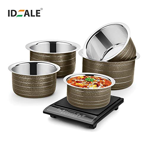 Image of Ideale Stainless Steel Patila Set, 5-Pieces, Brown