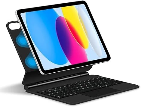 UnDePlus iPad 11.Nesil A16 11inç/10.Nesil 10.9inç Klavyeli ile uyumlu Kılıf Magic Keyboard Touchpad Aydınlatmalı Klavye