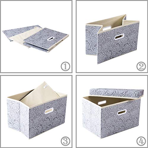 Prandom Storage Boxes with Lids.Rose Pattern Fabric Decorative Storage Box - Image 4