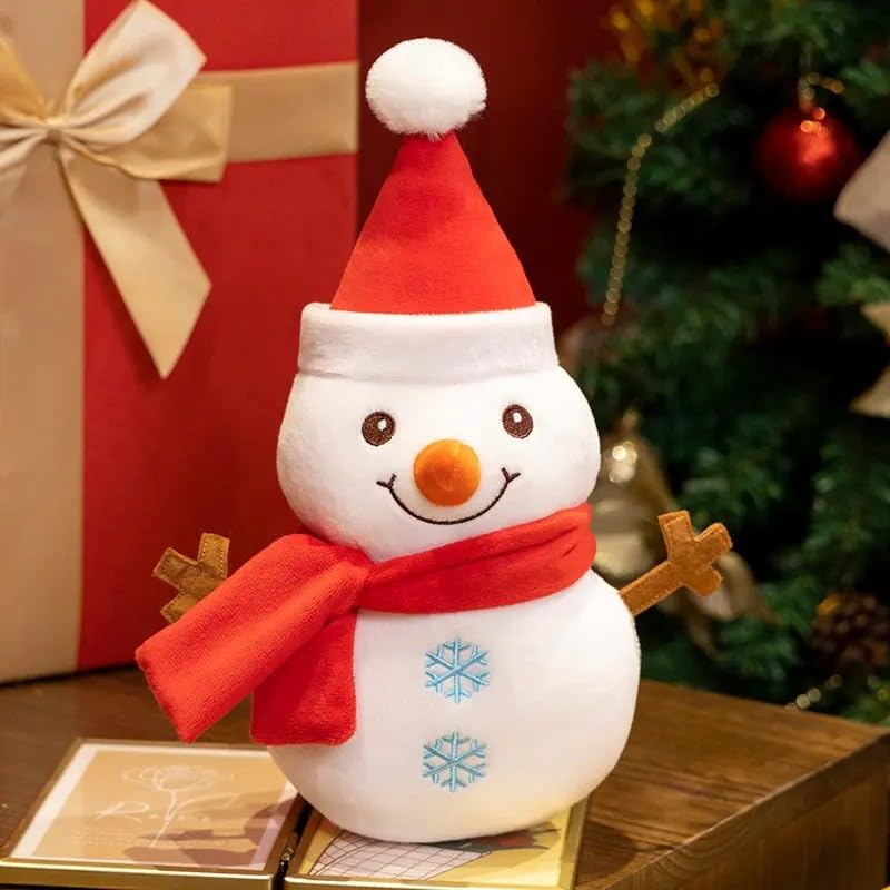 Image of Tickles Snowman Smilling Look Soft Stuffed Plush Toy for Kids Boys & Girls Christmas Day (Size: 18 cm Color: White & Red)