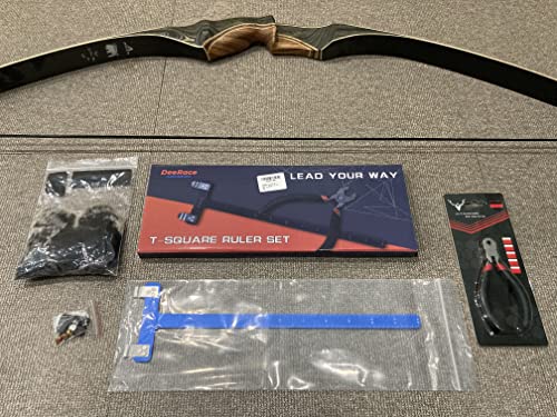 Deerace Bow String Nocking Points Set – T Square Ruler With Plier For Recurve And Compound Bowstring Accessories (B Set, Blue) #TOP3