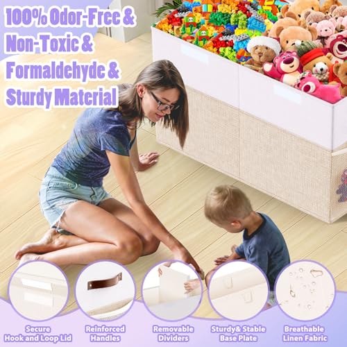 image for Rocamdo Large Toy Storage Box with Lid Divider, Sturdy Collapsible Toy
