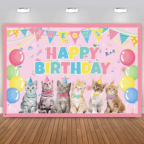 Cat Party Decorations & Backdrop Kit for Kids & Pets