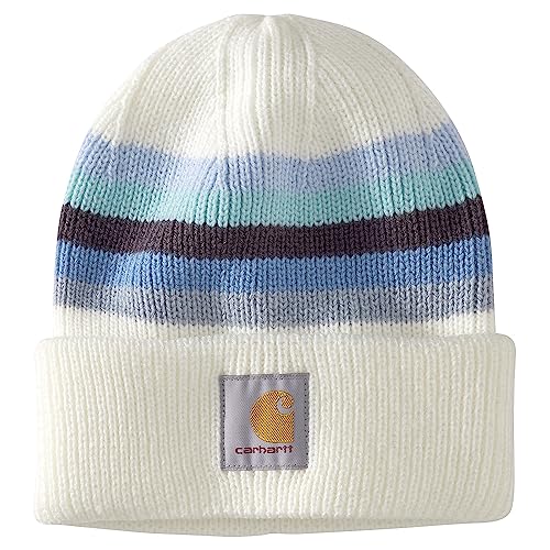 Carhartt Women's Rib Knit Beanie, Winter White Stripe, One Size