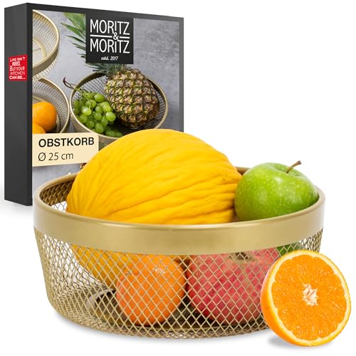 Moritz & Moritz Obstschale Metall gold Ø 25 cm Obstkorb Drahtkorb – Ansicht 1