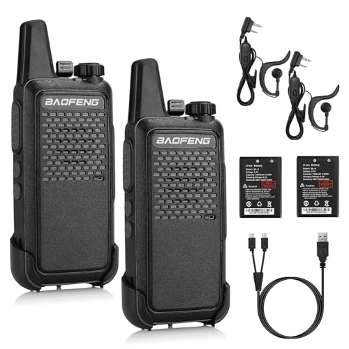 Baofeng GT-22 Walkie Talkie Set Senza Licenza, Radio PMR446 fino a 3 km di portata con 16 Canali, Batteria Ricaricabile da 1500 mAh, Caricatore USB-C, Auricolare per Bambini Adulti Famiglia (2 pezzi)