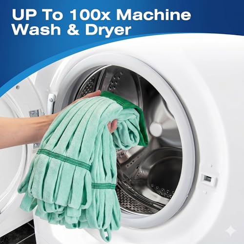 Image of Matthew Cleaning Microfiber Tube Mop(Large,Green,3Pack) Heavy Duty Mop Head Replacement,Excellent Absorbency,Premium launderability,Reusable,Loop end for Home,Commercial&Industrial Use
