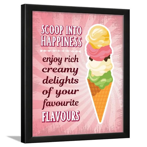 Image of Chaka Chaundh - Ice cream wall art poster frame Sweets Mithai shop and confectionery store wall art framed quotes decor item - Restaurant cafe food Deserts poster frame decoration items - 14 X 11 inches
