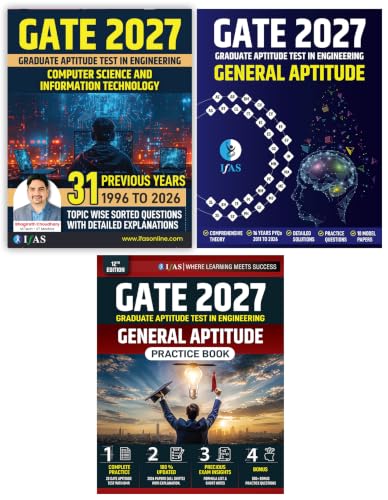 Image of GATE 2027 Computer Science & Information Technology | GATE General Aptitude Books 2026 (3 Books) | Previous Year Solved Papers with Detailed Solutions | Best Seller Books topic wise Sorted PYQ | IFAS