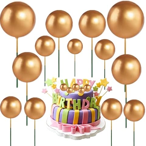YYwenting 60 Pcs Balloon Cake Toppers Cupcake Toppers,Cake Decorations DIY Cake Insert Topper Balls Cake Decorations Topper Sticks for Birthday Cake Cupcake Baking Cover