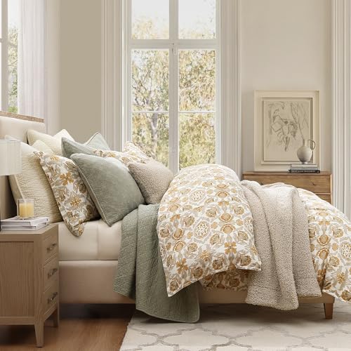 Image of HiEnd Accents Andie Washed Linen 3 Piece Queen Vintage Floral Comforter Set
