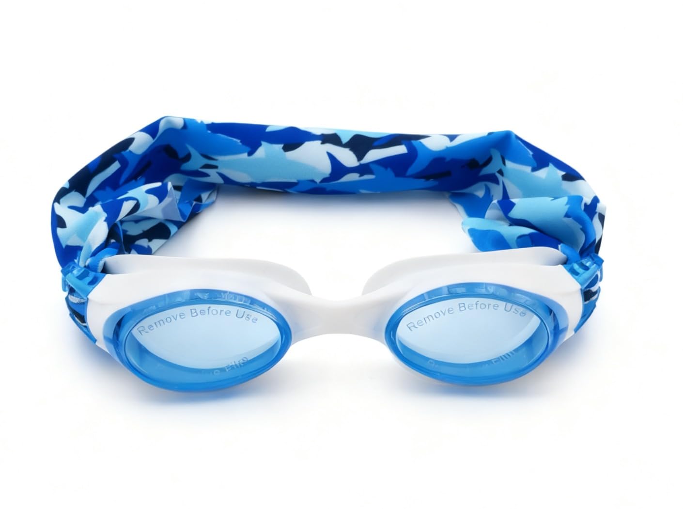 DOLFY Lunettes Piscine Enfant Garçon Requins 3-12 Ans – Lunettes Natation Enfant Étanches Anti-Buée avec Bandeau Stretch Doux- Ne Tire Pas les Cheveux – Protection UV – Piscine, Plage, Apprentissage