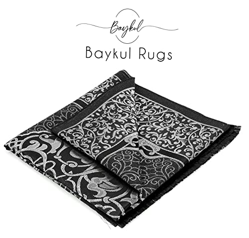 BAYKUL-Muslim-Prayer-Rug-Islamic-Turkish-Prayer-Rugs-Great-Ramadan-Gifts-Prayer-Mat-for-Women-and-MenIslam-CarpetPortable-Muslims-MatsPraying-Rugs-Islam-with-Beads-Gift-Prayer-Beads-99-Grey
