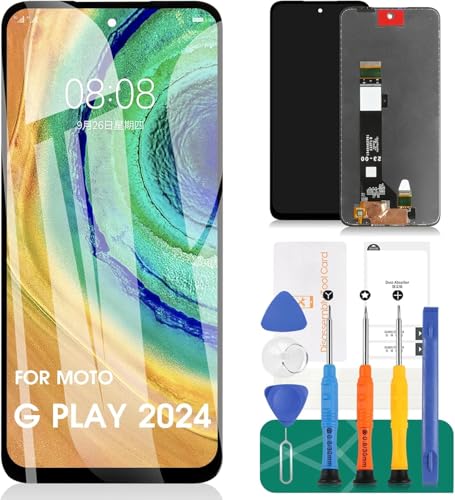 for Motorola Moto G Play 2024 Replacement Screen for Moto G Play Gen 3 LCD Display for Motorola Moto G Play 2024 Touch Screen Digitizer Assembly Repair Kits(Black,Without Frame)