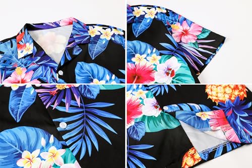 Image of SANGTREE Girls & Women's Hawaiian Shirts Button Down Short Sleeve Floral Tropical Shirt Beach Vacation Blouse Tops